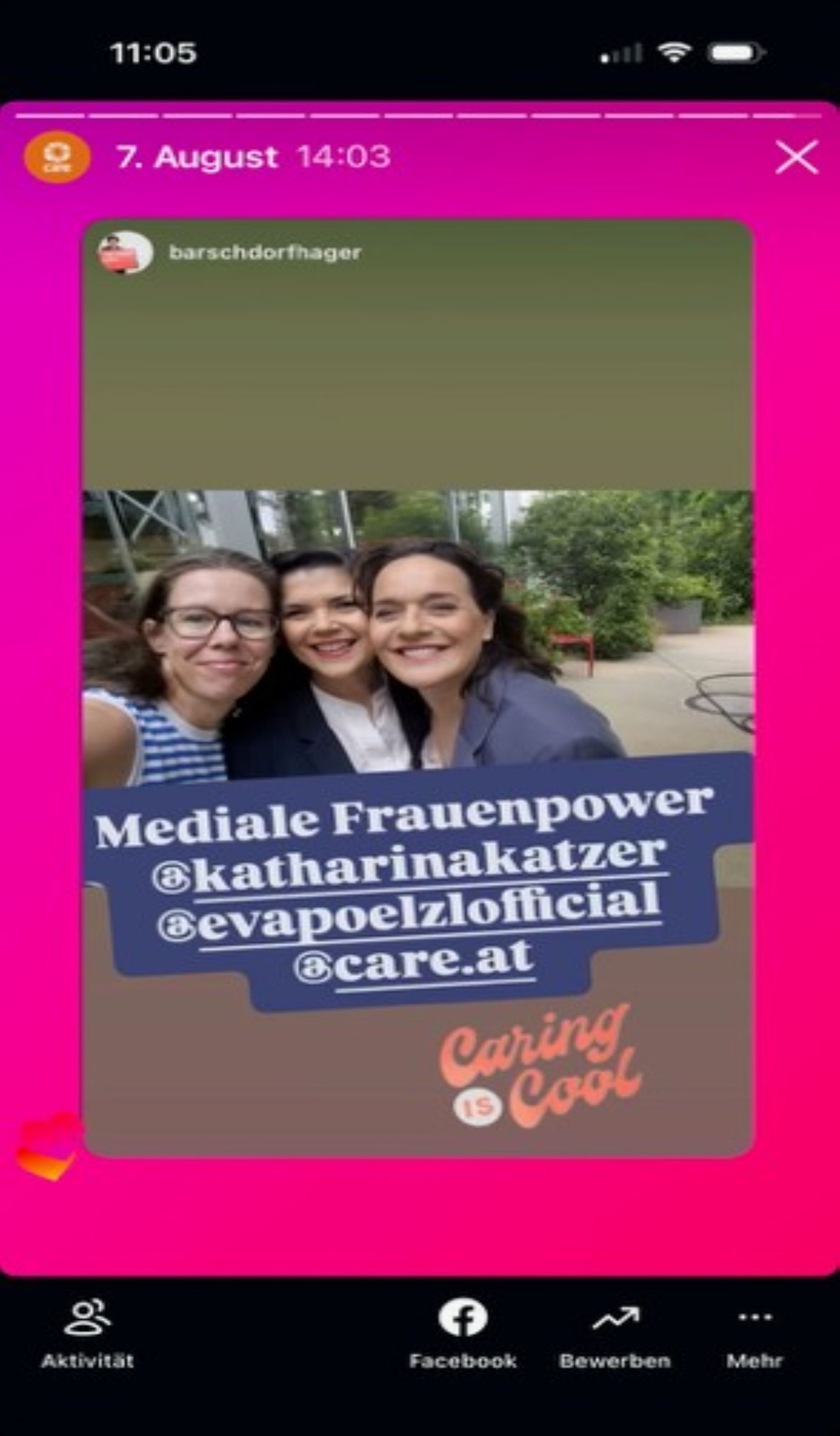 Nach der Sendung und Hinter den Kulissen der ORF-Sendung „Guten Morgen Österreich“ am 7. August 2026. Mediale Frauenpower beim ORF Frühstücksfernsehen „Guten Morgen Österreich“ – Katharina Katzer (Leitung Kommunikation CARE Österreich), Andrea Barschdorf-Hager (Geschäftsführung CARE Österreich), Eva Pölzl (ORF-Moderatorin Guten Morgen Österreich). v.l.n.r.